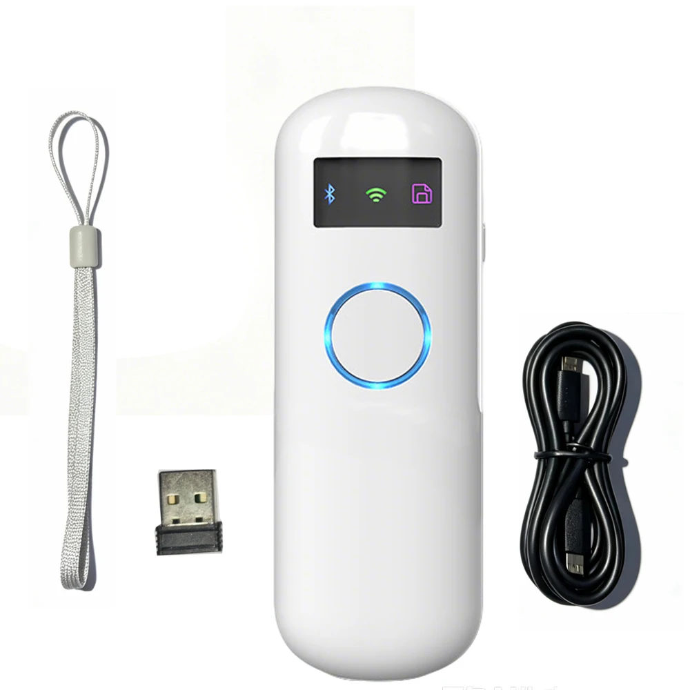 Portable 3 in 1 Bluetooth 2D Barcode Scanner Wireless Automatic QR Bar Code Reader Scan Gun for Warehouse Supermarket Store