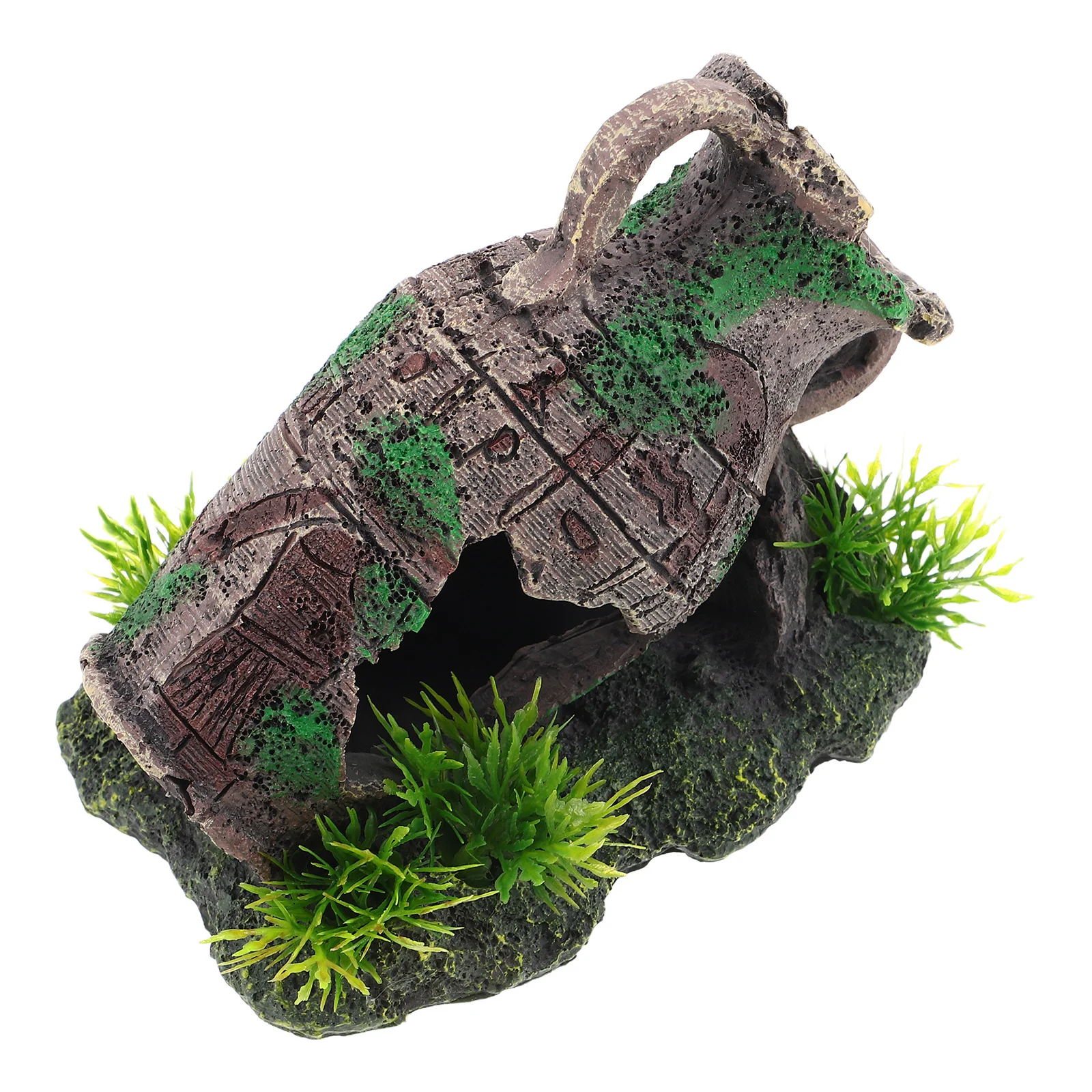

Broken Vase Aquarium Decor Resin Ancient Design Fish Tank Cave For Betta Shrimp Hideaway Ruins Simulation Ornament