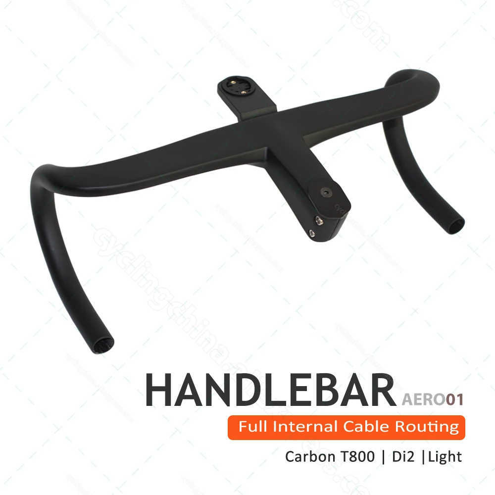 Nologo Aero Full Internal Cable Routing Road Bike Handlebar Carbon Integrated Handlebar Di2 With Mount Computer Bicycle Parts