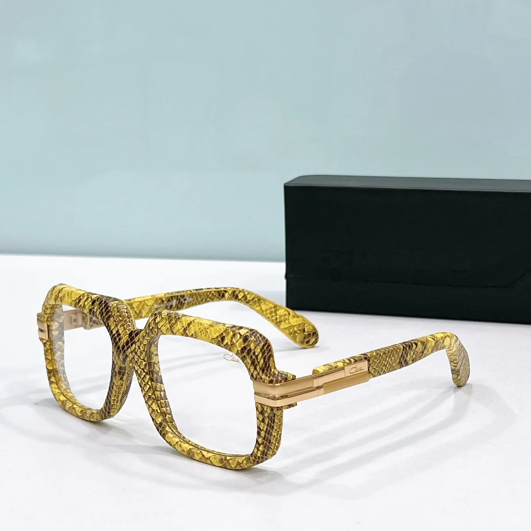 

Authentic ORIGINALCAZAL MOD6073 Clear Lenses UV400 Men Women Sun Glasses Fashion Yellow Leather+Alloy Frame Male Couple Eyewear