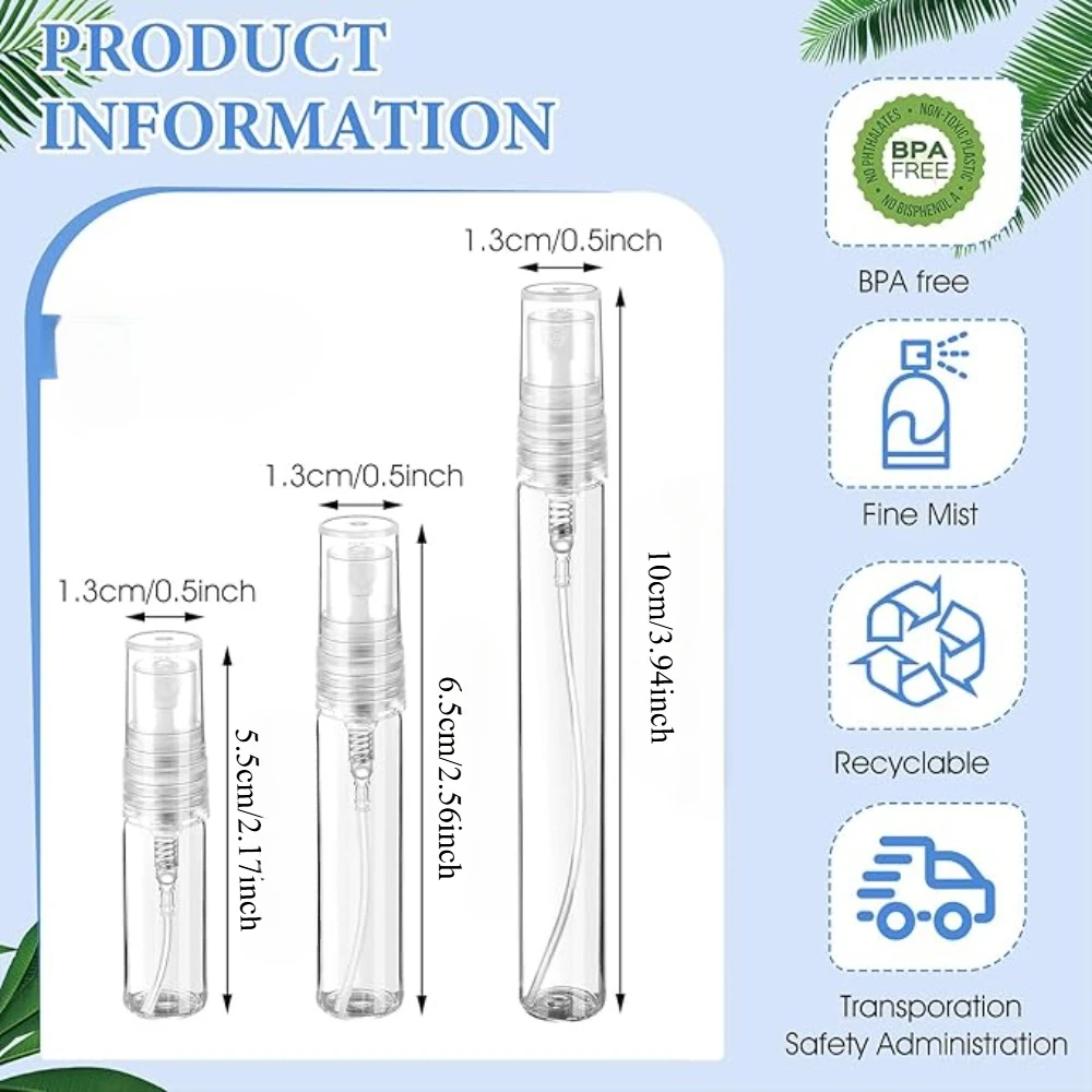 10pcs 2ml 3ml 5ml Mini Plastic Spray Bottle Small Cosmetic Packing Atomizer Perfume Bottles Atomizing Vaporisa Liquid Containers