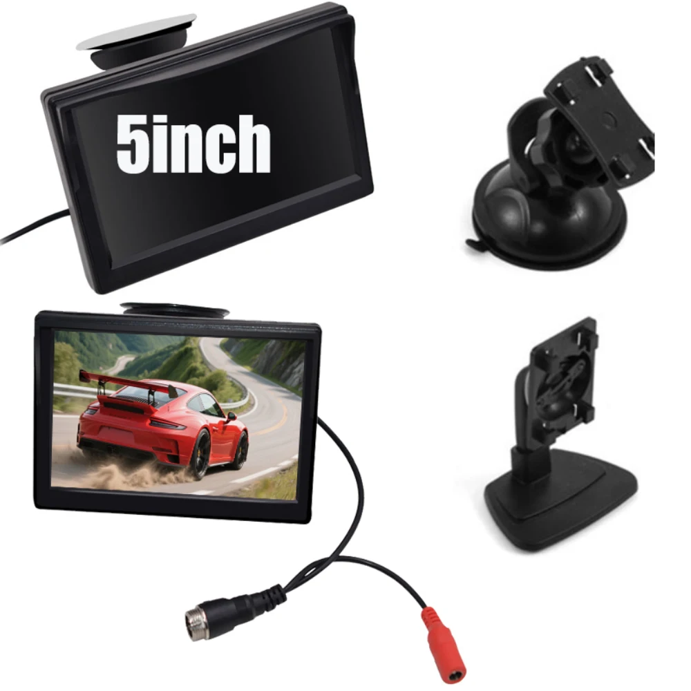 Tela de monitor de carro TFT - LCD de cor digital HD -  5 polegadas, PAL / NTSC - Ideal para câmera de reverso de estacionamento