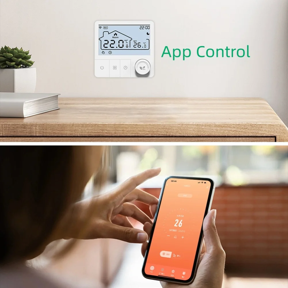 

Smart WiFi Thermostat for Gas Boilers Featuring Remote App Control Voice Compatibility and Flexible Scheduling