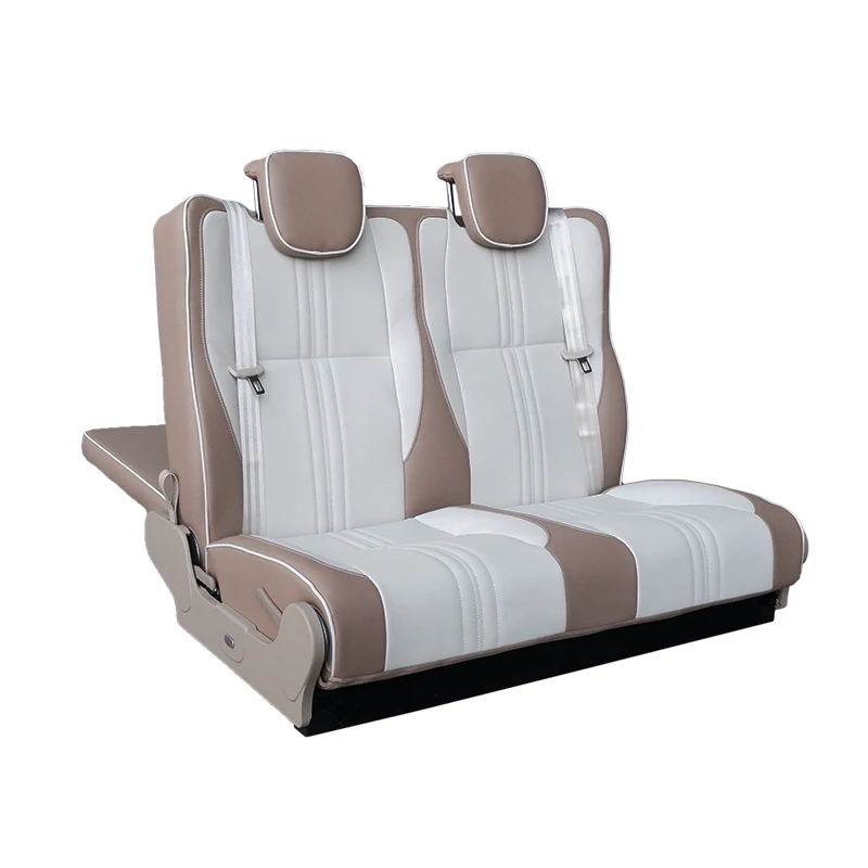 3-Fold 2 Seat Leather Folding Bed With ISOFIX Child Seat Anchors For Camper Van Conversions