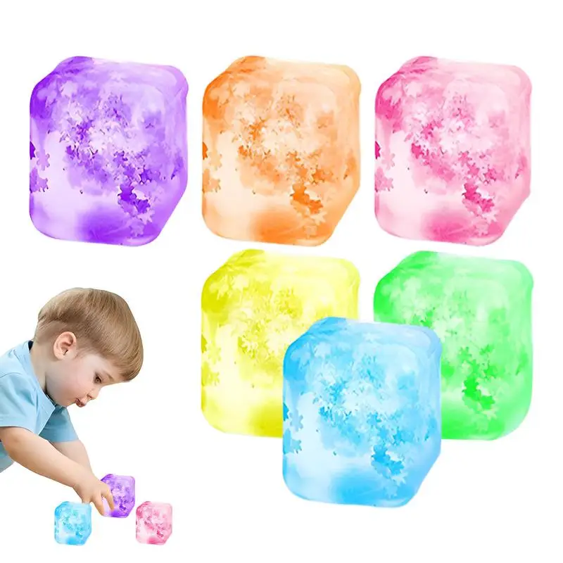 

6Pcs Ice Cube Toy Creative Soft Squeeze Stretch Toy Ice Cube Stress Balls For Adults Kids Stress Relief