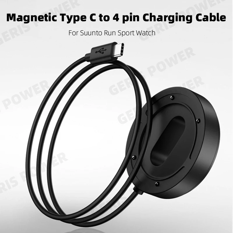 Portable Desktop Magnetic USB C Charging Cable for Suunto Run Sport Watch Adapter Type C to 4 pin Charger Dock Replacement Cord