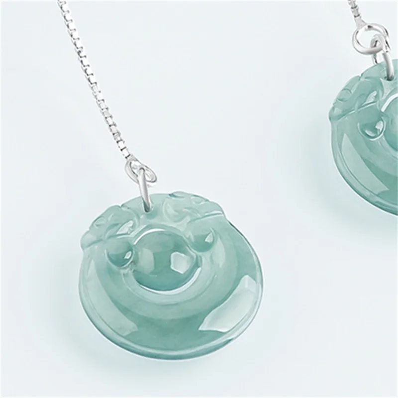 Mai Chuang/ 925 Silver Inlaid Natural Jade A+ Ssangyong Fashion Fine Jewelry Accessories Luxury Women's Drop Earrings Gift