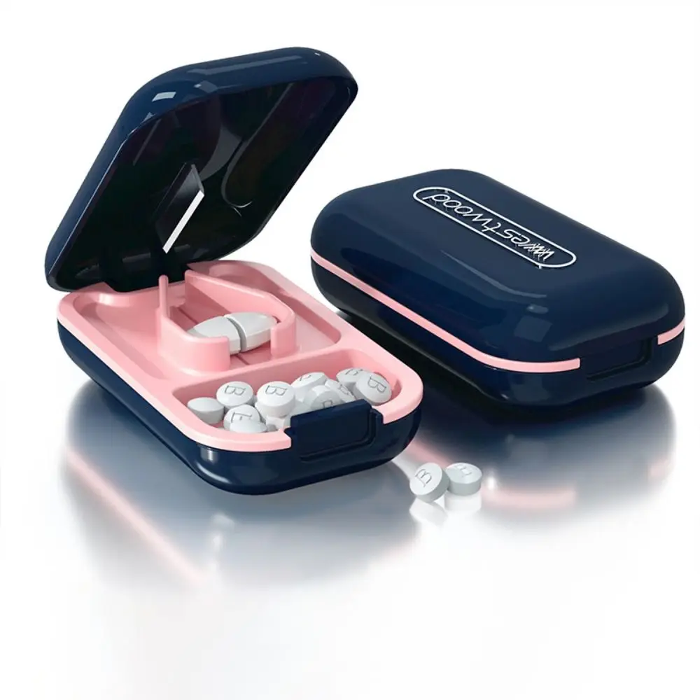 Portable Pill Cutter 2 In 1 Small Tablet Divider Organizer With Invisible Storage Box Dustproof Pill Splitter
