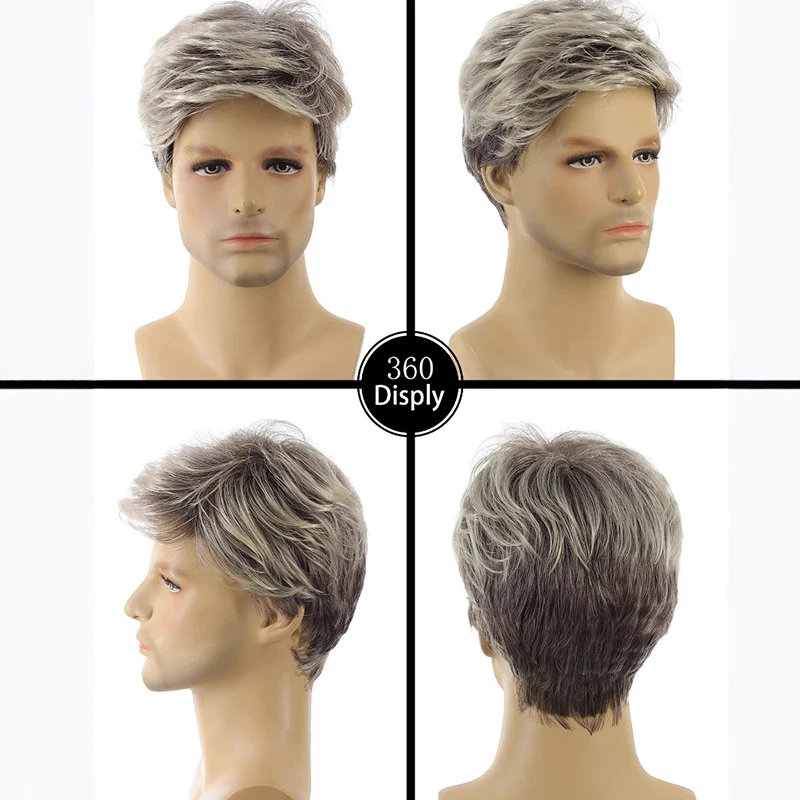 Perruques synthétiques courtes et bouclées naturelles pour jeunes hommes, perruques en Fiber résistante à la chaleur, perruque à usage quotidien