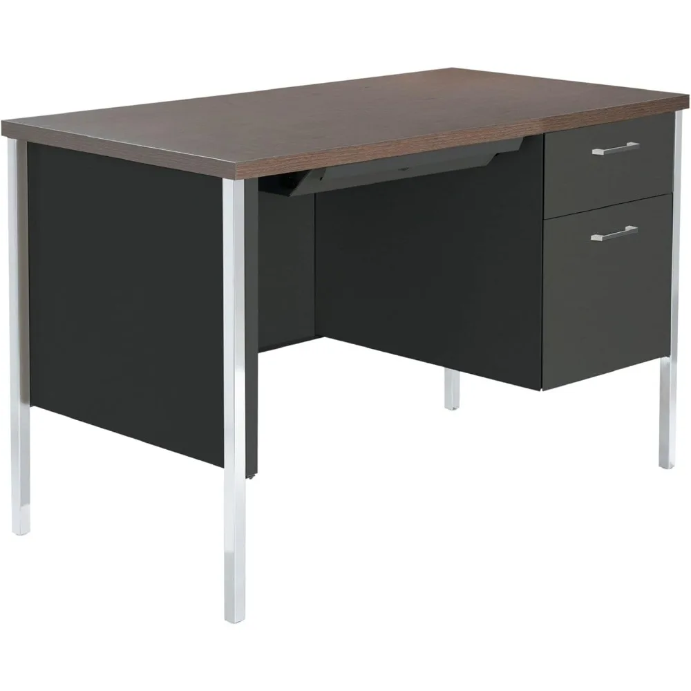 

45.25 in. x 24 in. x 29.5 in. Single Pedestal Steel Desk - Mocha/Dark