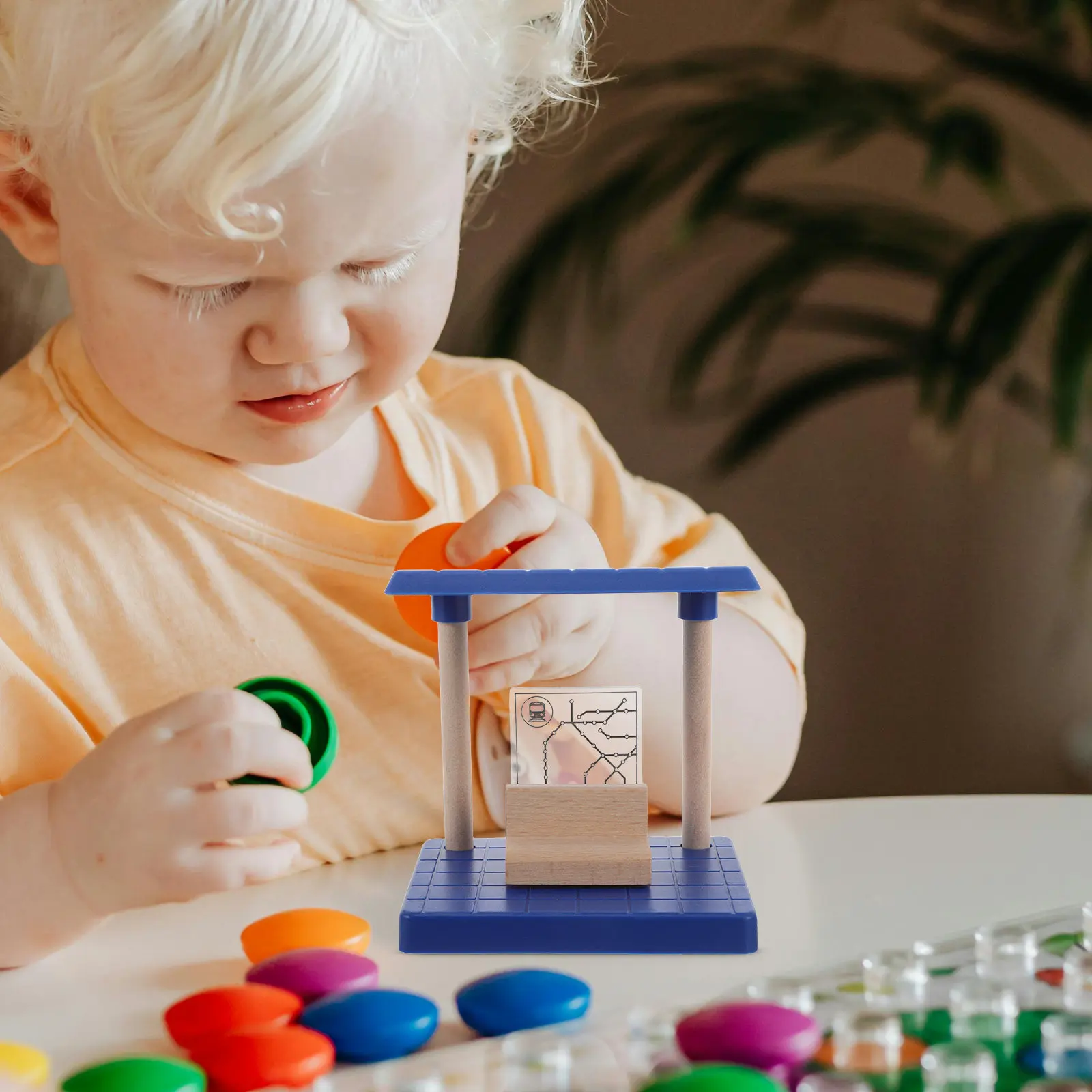 

Wooden Railway Station Set Creative Play Scene Layout Accessories for Kids Train Track Pieces Educational Railway Learning