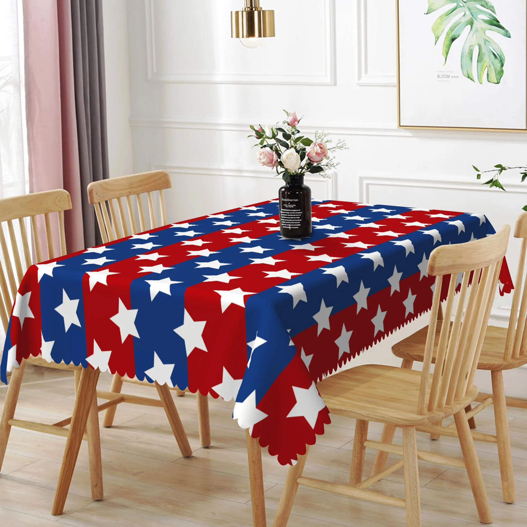 American Flag Tablecloth Red White Blue Stars and Stripes Printed Table Cover for 4th of July Independence Day Party Home Decor