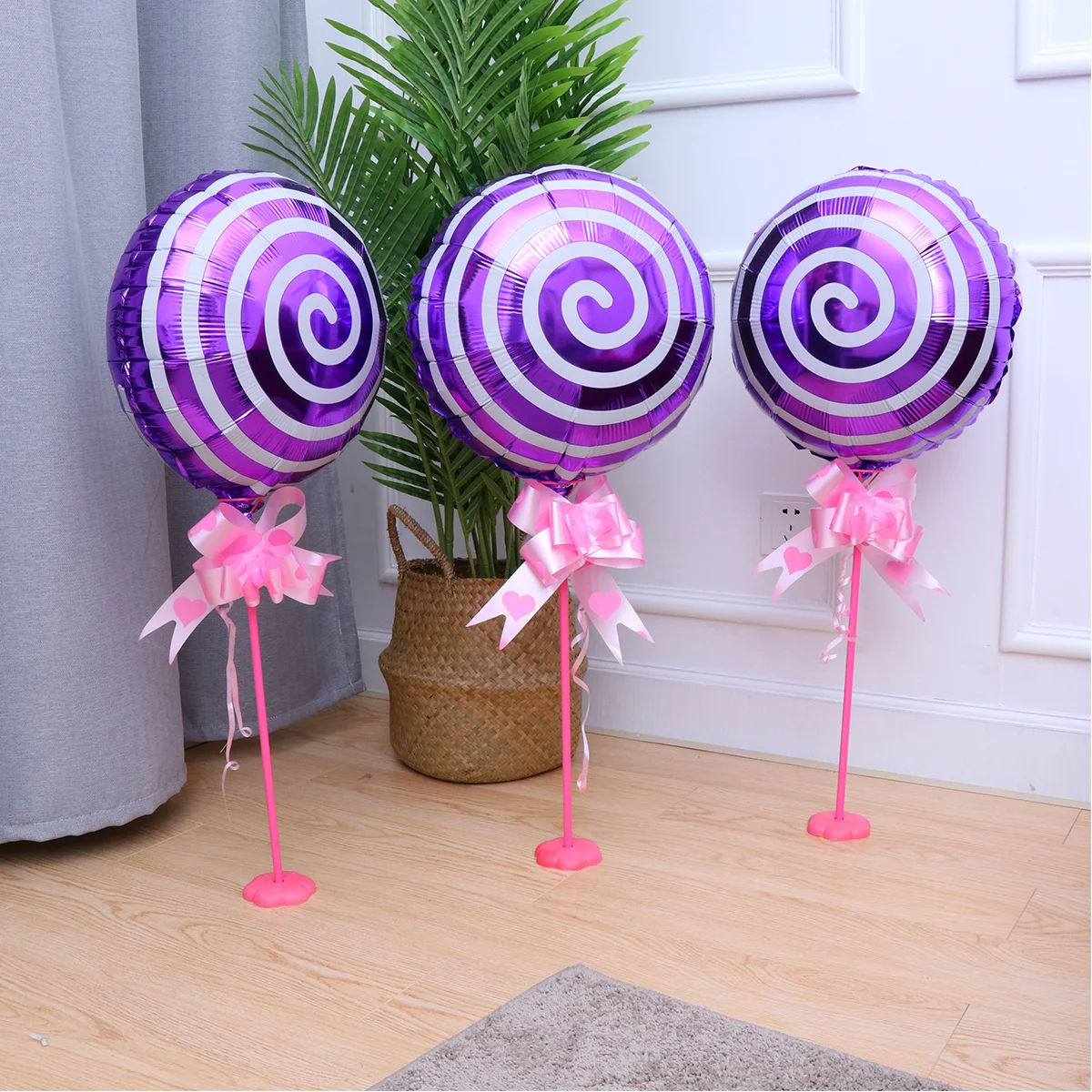 

3Pcs Round Aluminum Foil Lollipop Balloons Party Table Decoration Creative Balloons Fun Colorful Photo Backdrop