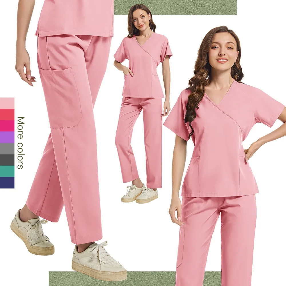 Медицинская форма, эластичный набор скрабов, больничные хирургические скрабы, топы, брюки, спецодежда для медсестер, одежда для врачей, медицинские аксессуары