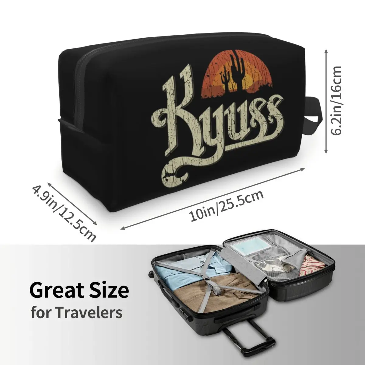 Kyuss サンセット 1987 化粧バッグ化粧品オーガナイザー収納 Dopp キットトイレタリー化粧品バッグ女性美容旅行鉛筆ケース