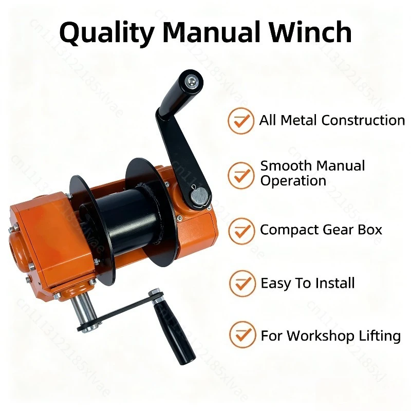 Multi-function Two-Way Self-Locking Hand Winch, 30:1 Gear Ratio, 200kg Load, for Truck Crane & Vehicle Use