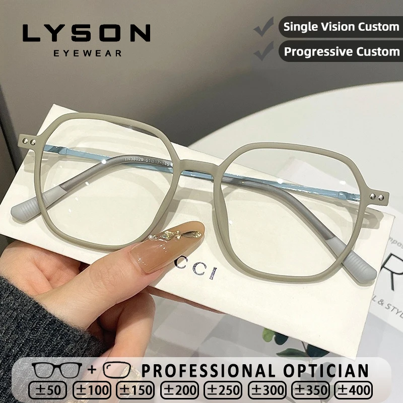 

Очки для чтения LYSON высокого качества, квадратные, с защитой от синего света, для женщин, с антибликовым покрытием, оптические оправы, индивидуальные очки для коррекции близорукости