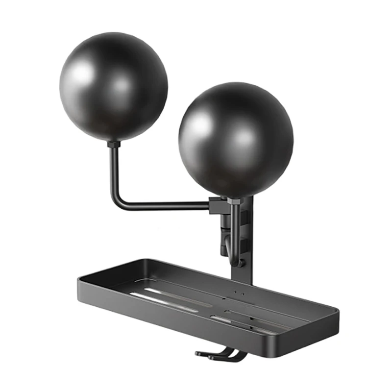 Aluminium Helmet Holder with Shelf Hooks Dual Ball Wall Mounted Storage Rack Motorcycle Gloves Backpacks Cycling Clothes
