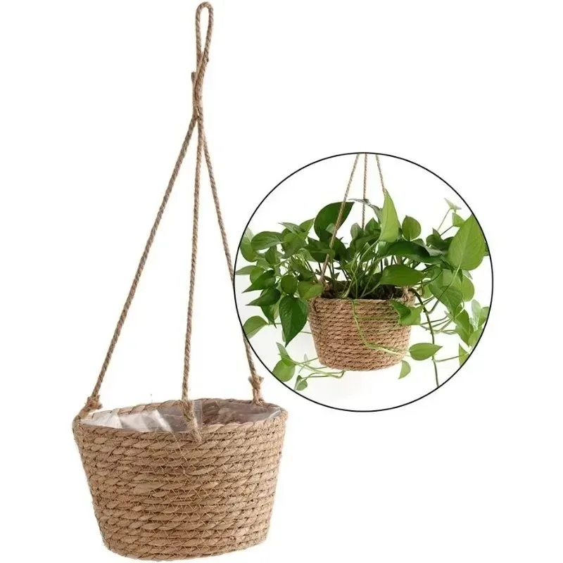 Outdoor Flower Pot Holder Plant Hangers Home Decor Garden Hanging Planter Macrame Plant Storage Basket Jute Rope Woven Indoor