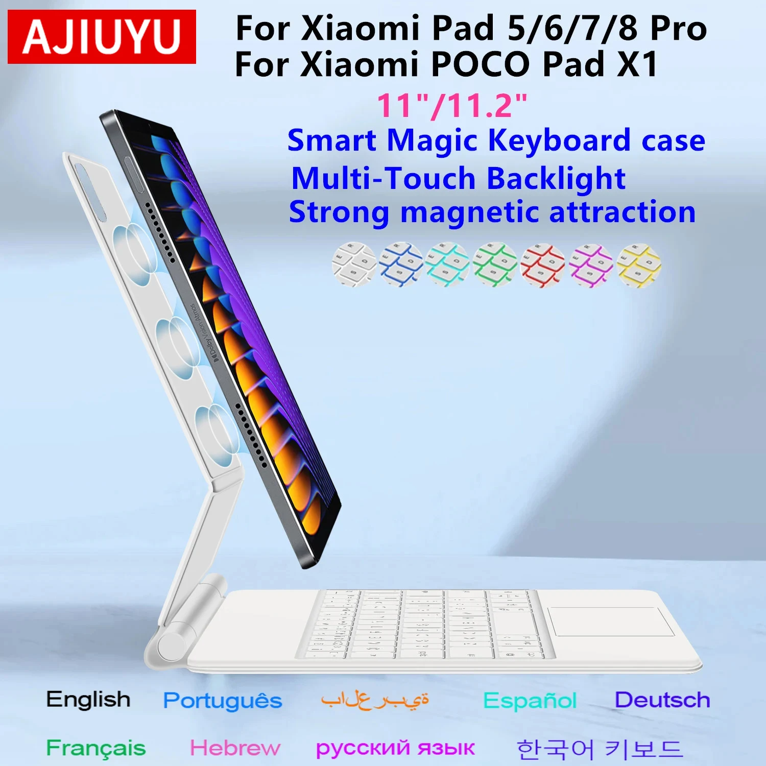 �y�Z�[�����zXiaomi Pad 5 6 7 8 MiPad 8 7 6 5 Pro 11�C���` 11.2�C���`�p�}�W�b�N�L�[�{�[�h�APOCO Pad X1�p�X�}�[�g�}���`�^�b�`�L�[�{�[�h�J�o�[�t���}�O�l�b�g�P�[�X