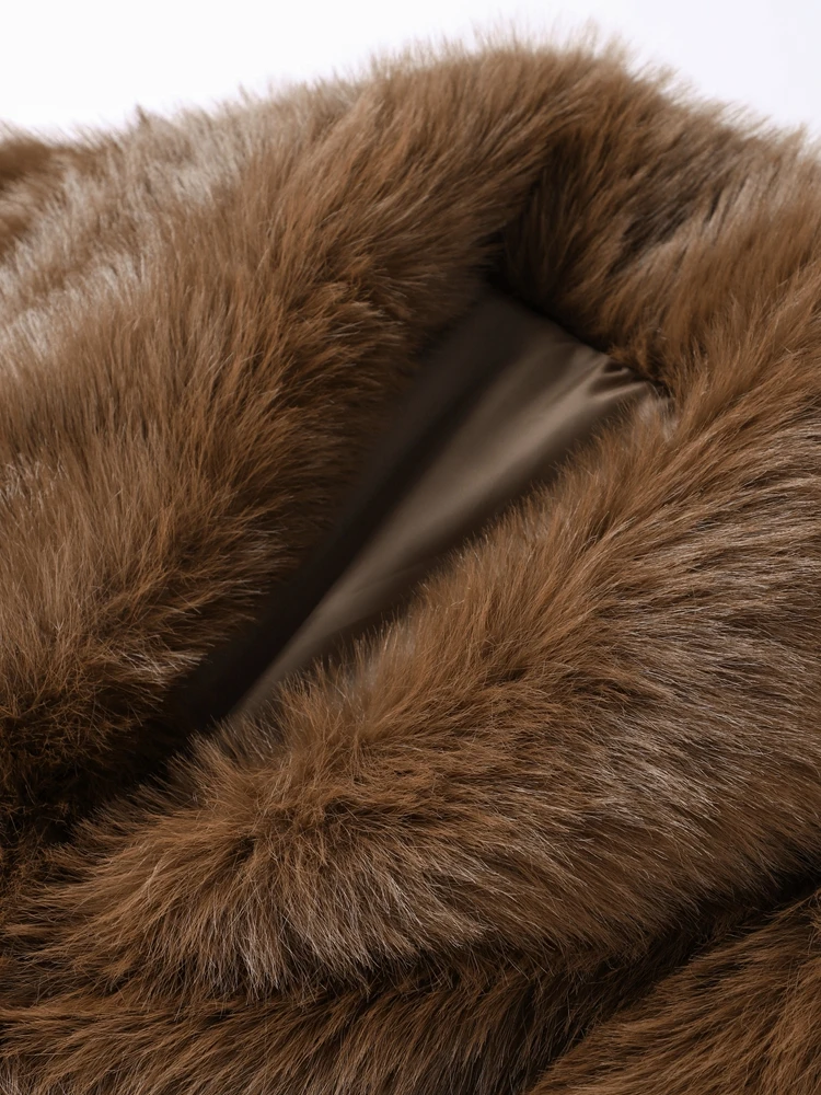 여성용 캐주얼 인조 모피 가디건, 턴다운 칼라, 긴 소매, 따뜻한 루즈 재킷, 2024 가을, 겨울, 레이디 솔리드 스트리트웨어, 패션