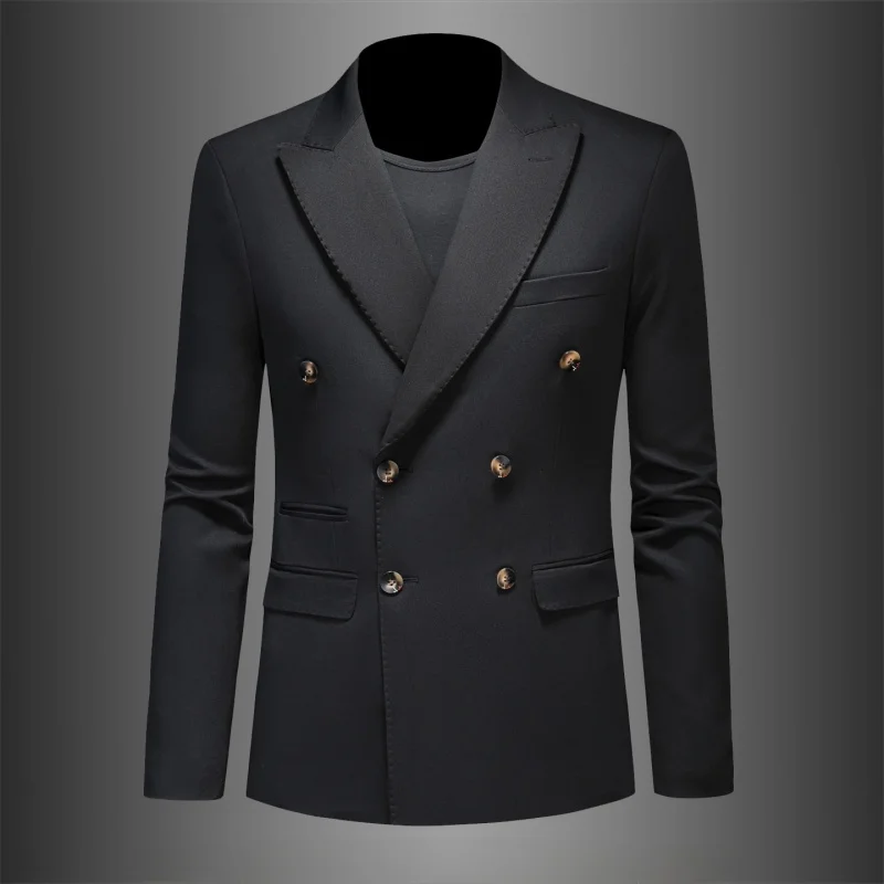 

Casual Wide Collar Double Breasted Men's Suit Jaet Spring Autumn Faionable Urban Sle Soft Polyester Fiber Commuter Slim...