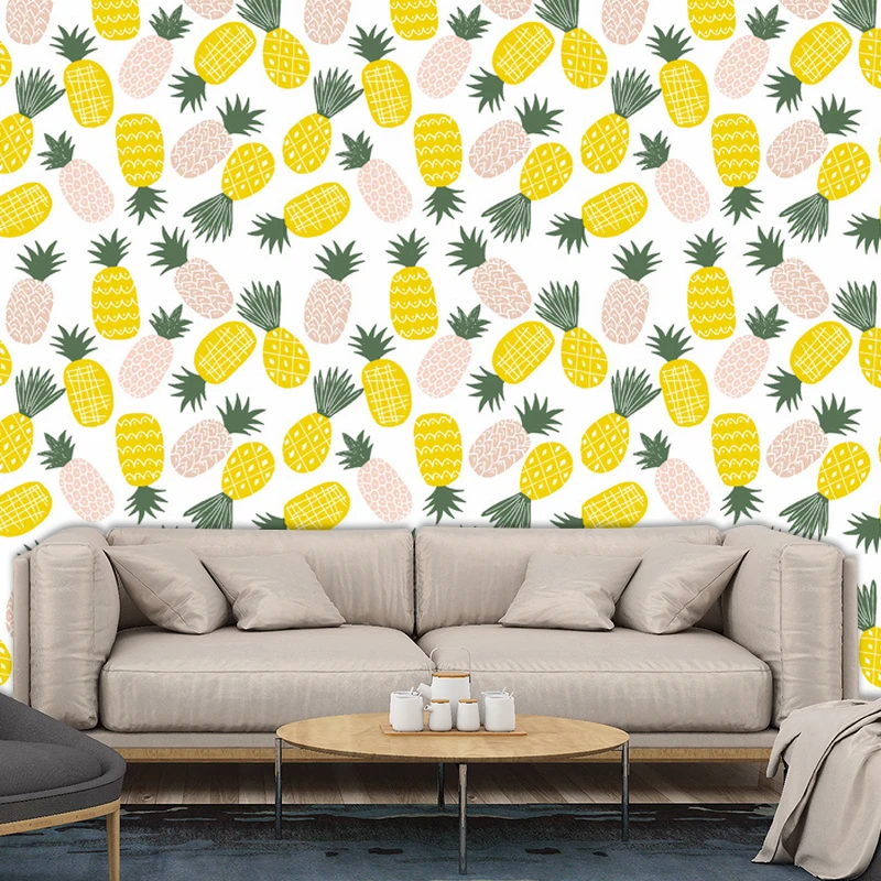 Home Decor Self Adhesive Wallpapers Bedroom Living Room Kids' Room Furniture Makeover Wall Decor Watercolor Pineapple Stickers