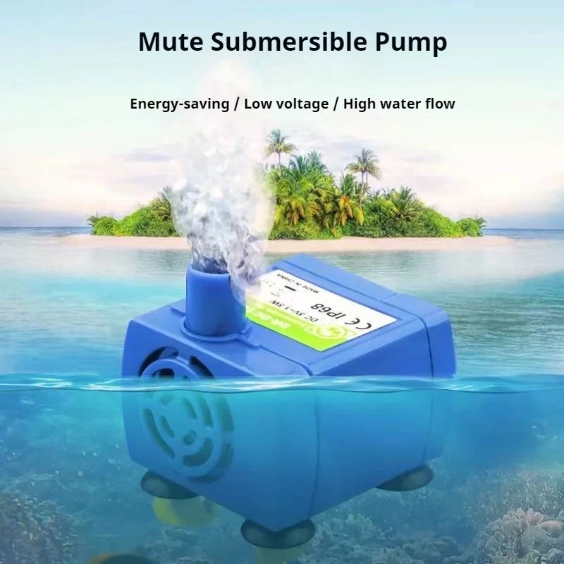 For Aquarium Fish Tank DC5V 1.5W Ultra-Quiet Submersible Water Pump IP68 Waterproof 50cm Lift 160L/H Flow 4 Strong Suction Cups