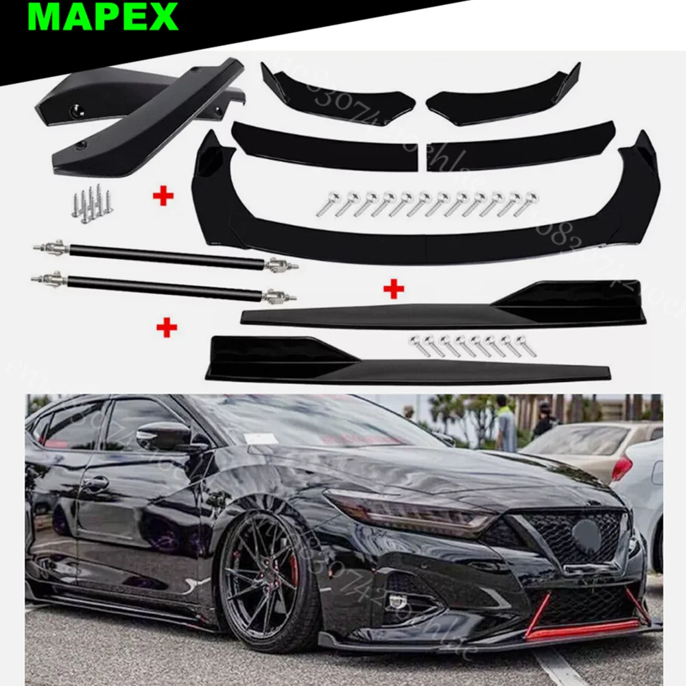 

For Nissan Maxima Front Bumper Lip Chin Spoiler Body Kit Splitter Side Skirt Glossy Black