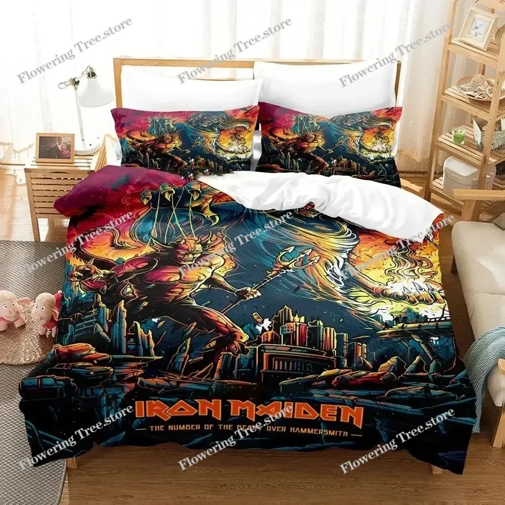Iron Heavy Metal Maidens Bedding Set Duvet Cover Bed Set Quilt Cover Pillowcase Comforter king Queen Size Boys Adult Bedding Set