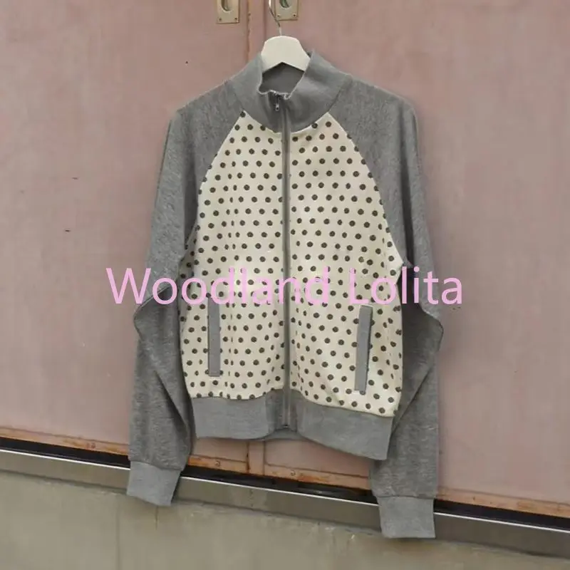 American Vintage Polka Dot Sweatshirt Women Y2K 2000s Harajuku Long Sleeve Sportswear Retro Casual Hoodless Sweatshir Autumnt