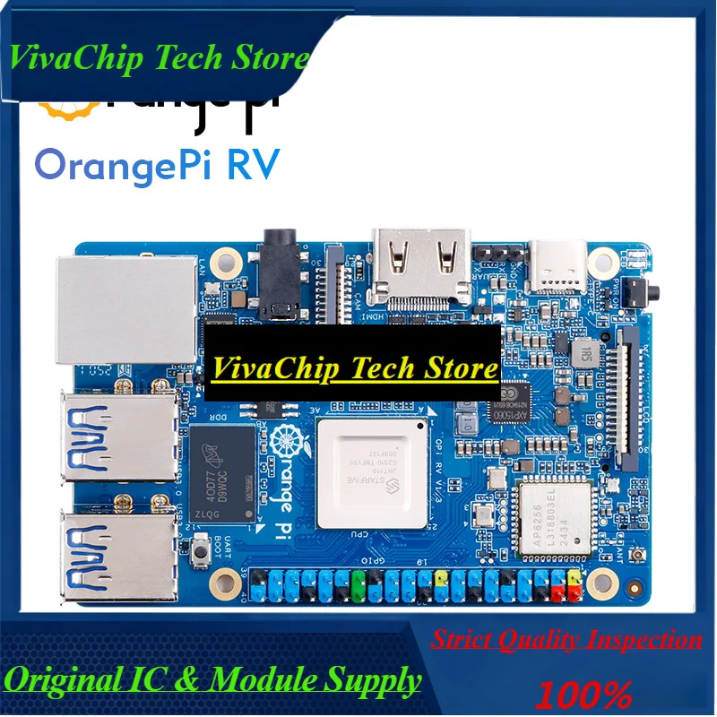 VivacpOrange Pi RV 2G Ram RISC-V DDR4 Mini PC Quad-core Processor JH7110 Single Board Computer WiFi+BT5.0 M2 PCIE SSD Run Debian