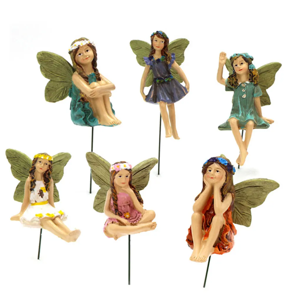 Mini Fairy Angel Statue Set DIY Mini Resin Miniatures Garden Landscape Accessory
