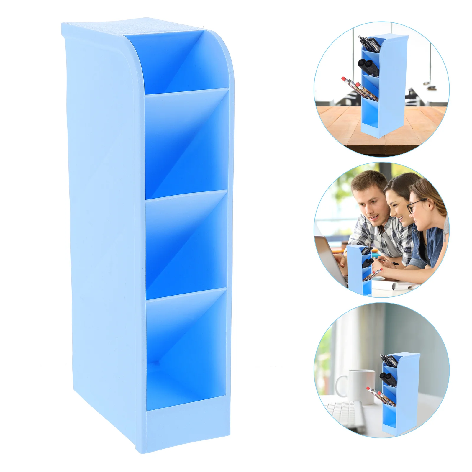 

2Pcs Pen Organizers Inclined Desktop Storage Holder Multi-Layer Stationery Makeup Brush Container Office Supplies
