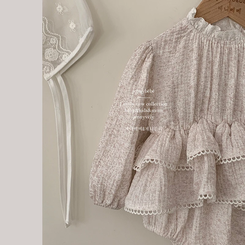 Sweet Newborn Baby Girls Double Layers Lace Romper Cozy Long Sleeve Tulle Baby Tutu Romper Dress for Toddler Girls Clothing 0-2Y