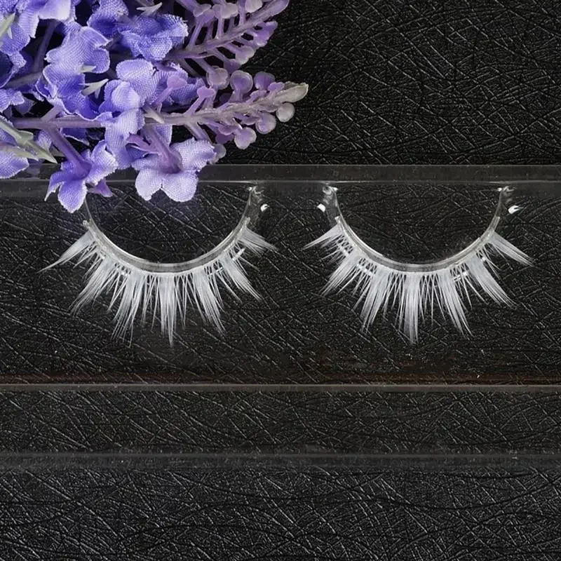 Cosplay Makeup Natural Looking Clear Root White Long Thick Cross False Eyelashes