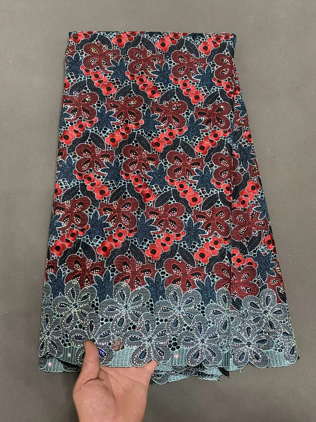 Newest African Cotton Lace Fabric 2025 Stones High Quality Nigerian Cotton Lace Fabric 5 Yards For Women Wedding Party Dresses