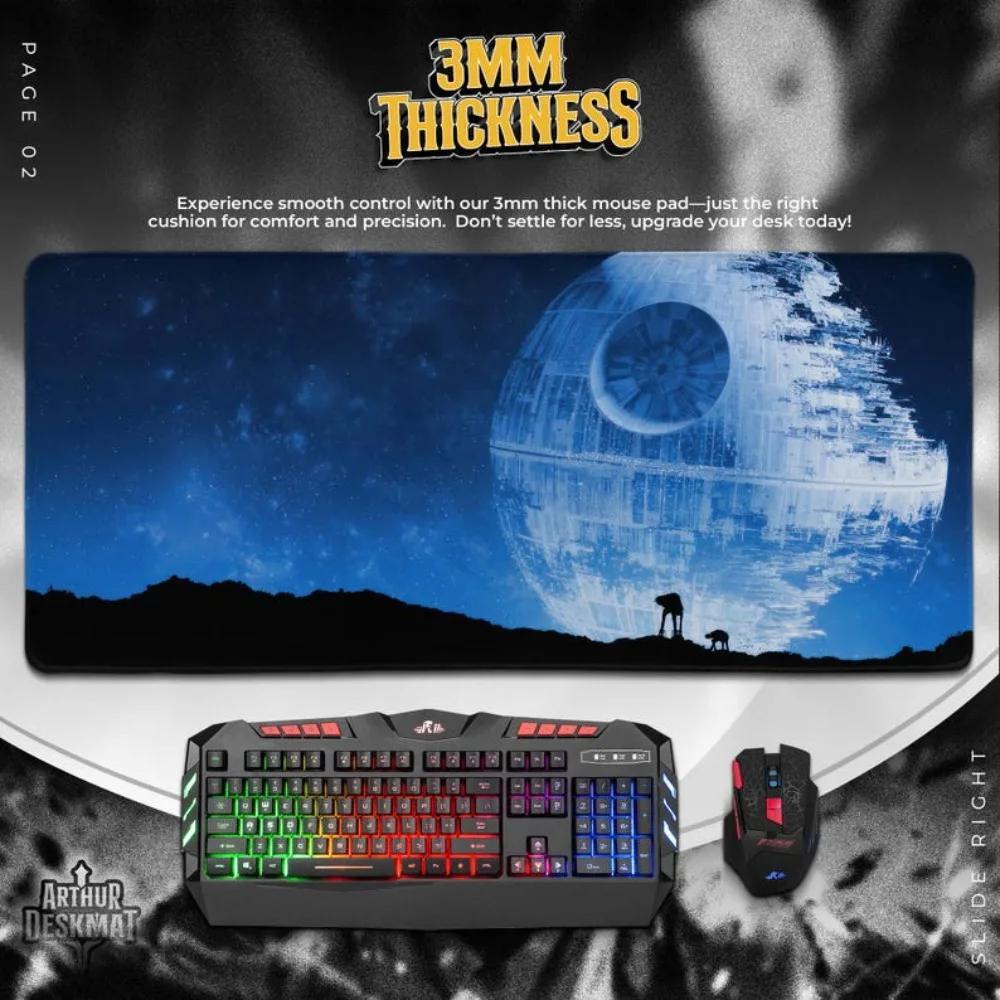 Death Star Mouse Pad - Galactic Empire Desk Mat, Sci-Fi Desk Decor Gift Alfombrillas Para Escritorio Tapis De Souris