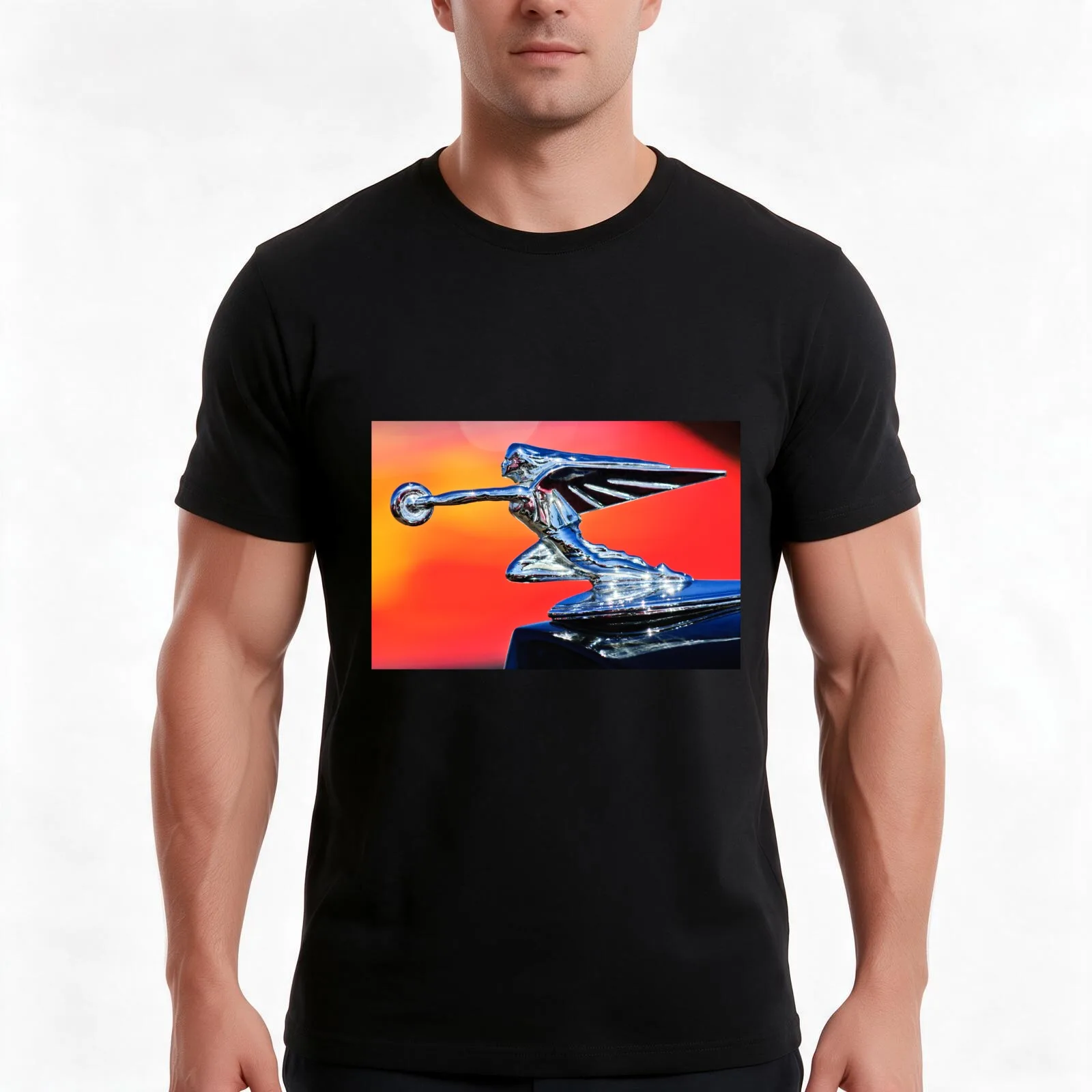 1935 Packard Hood Ornament -0295C T-Shirt, Summer Casual Cotton Tee, Oversized Streetwear Tops, Vintage Graphic Print