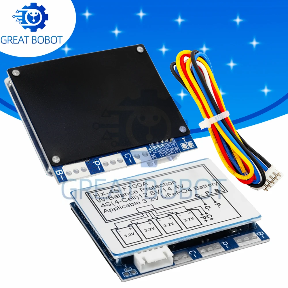 4S 12.8V/14.4V 100A LiFePO4 Split Port BMS Active Equalizer Charge Discharge Protection Board