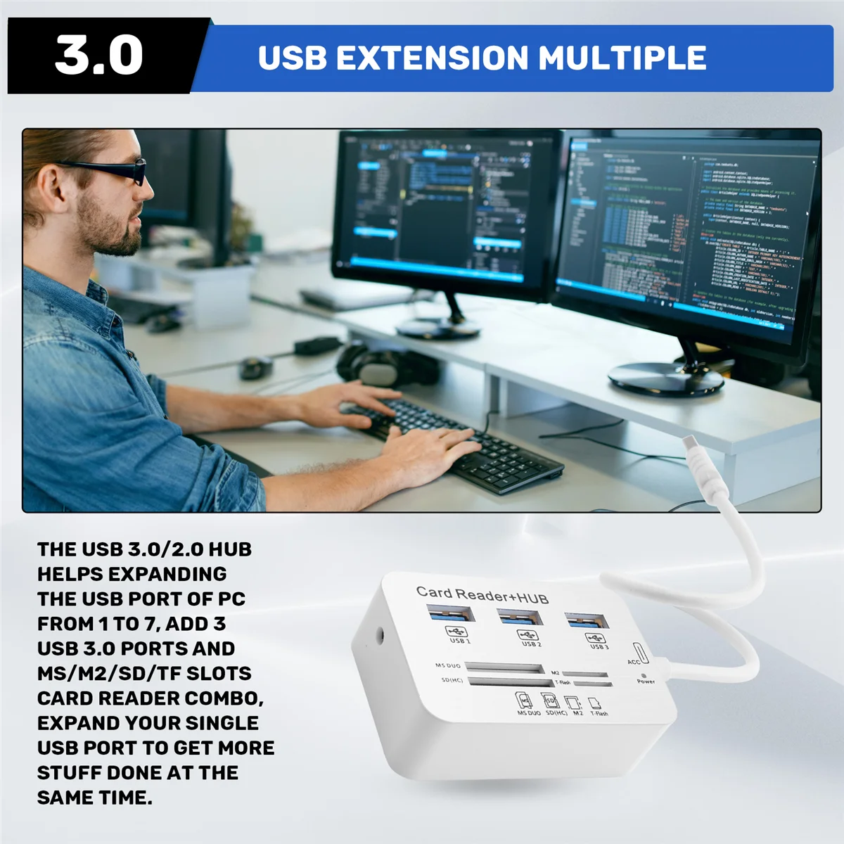 RISEN USB ハブ 3.0 USB スプリッター 3 ポートエクステンサー マルチ USB 拡張複数 3 0 ハブ SD カードリーダー USB3.0 エキスパンダー PC 用