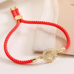 Handmade Red Rope Braided Life Tree Charm Bracelets For Women Birthday Gift