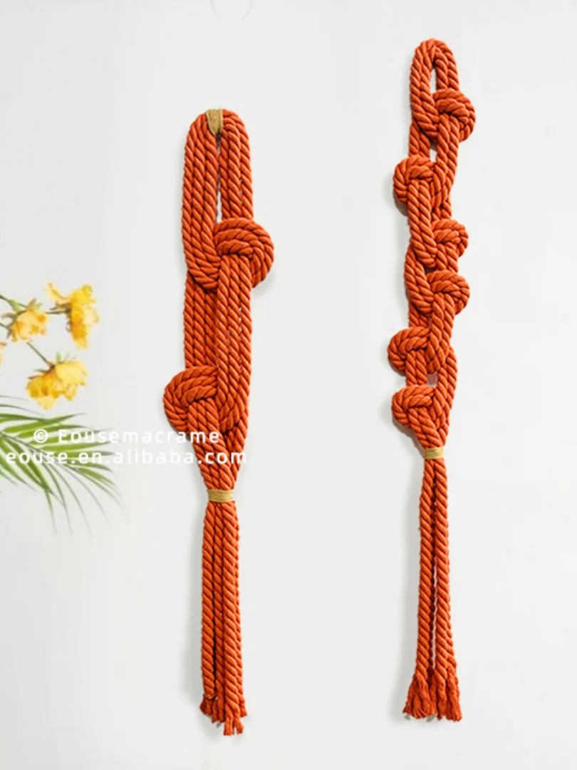 

Handmade Macrame Rope Wall Hanging, Boho Knot Tassel Decor, Cotton Wall Art for Home Living Room Bedroom