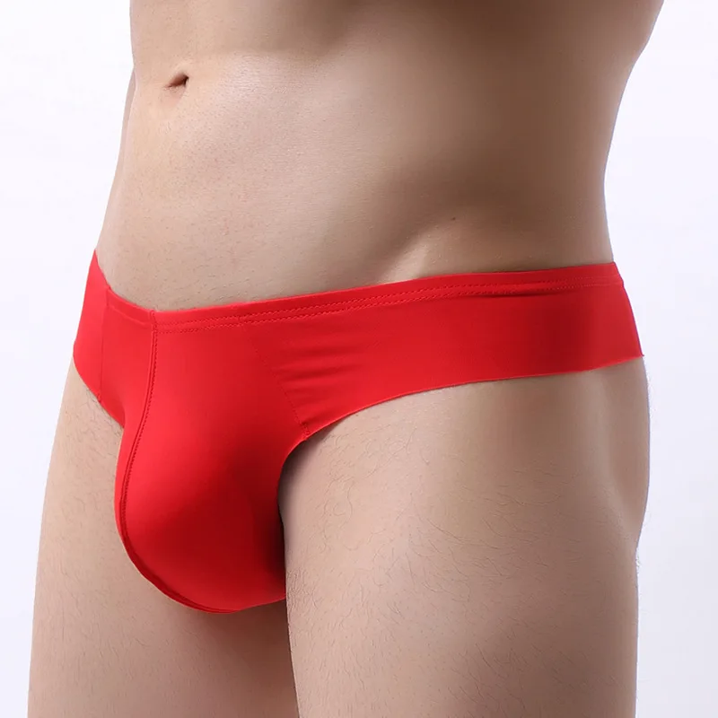 Men Seamless Ice Silk Low Rise Briefs, Breathable Lightweight Underwear Ultra Thin Soft Comfort Daily Wear Briefs