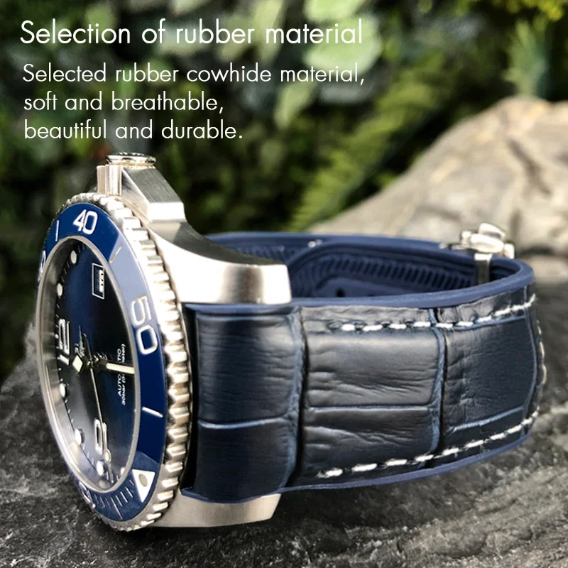 19mm 20mm 21mm 22mm Cowhide Silicone Rubber Nylon Watchband Fit for Longines HUAWEI GT2 Samsung MIDO Seiko SKX Sport Watch Strap view 2