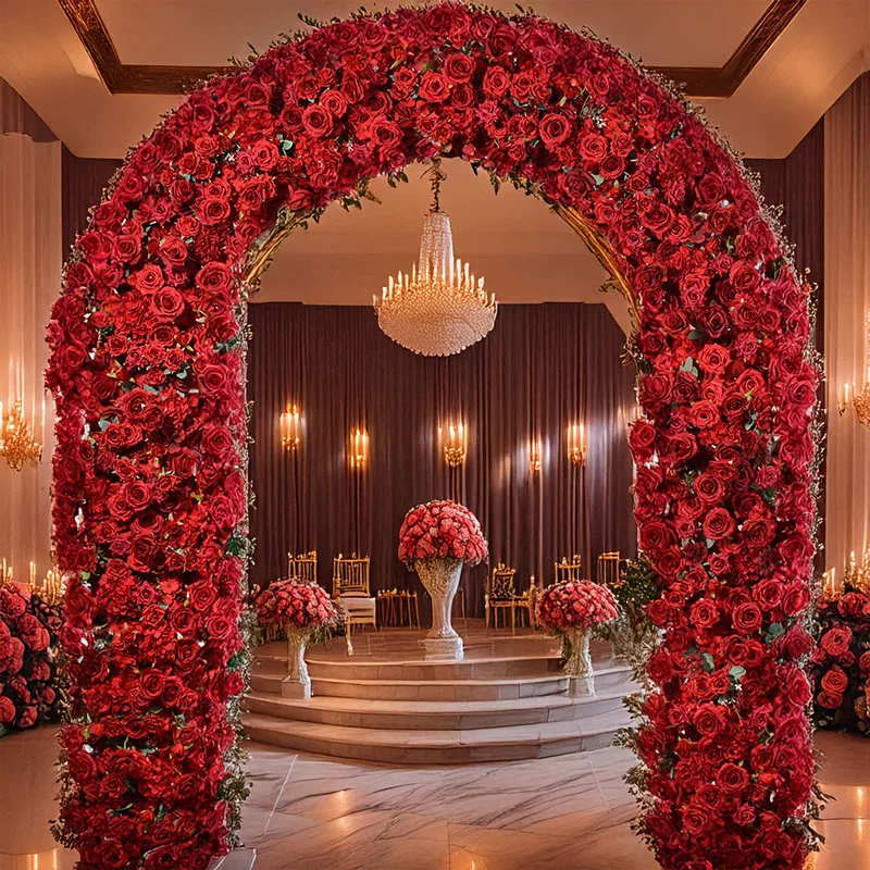 

2x2,4 м красная роза искусственная арка цветок свадебный фон украшение цветочный ряд U-образное украшение для двери шелковый цветок