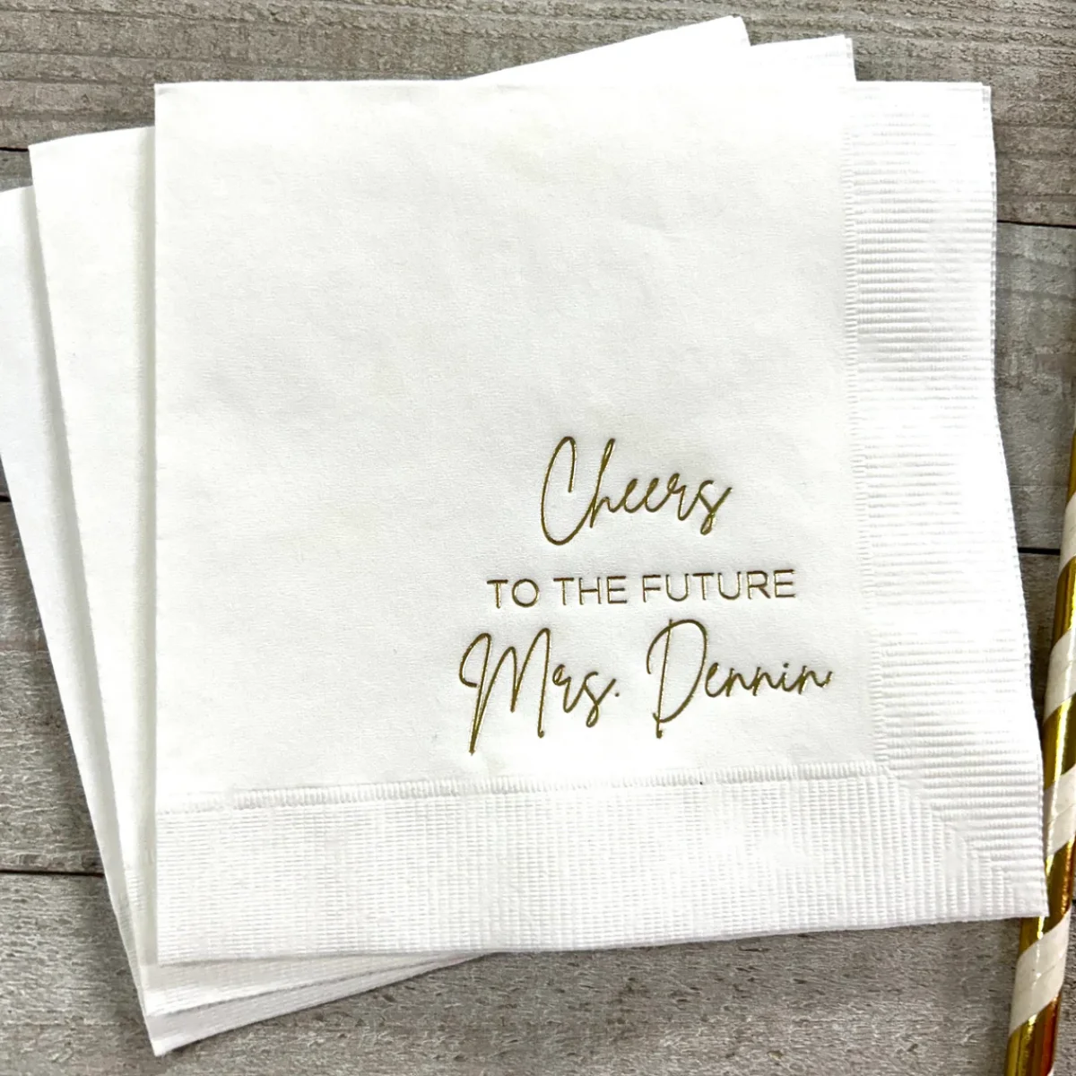 Personalized Napkins Bridal Shower Custom Printed Monogram Napkins Cheers to the future Mrs Cocktail Beverage Luncheon Guest Tow