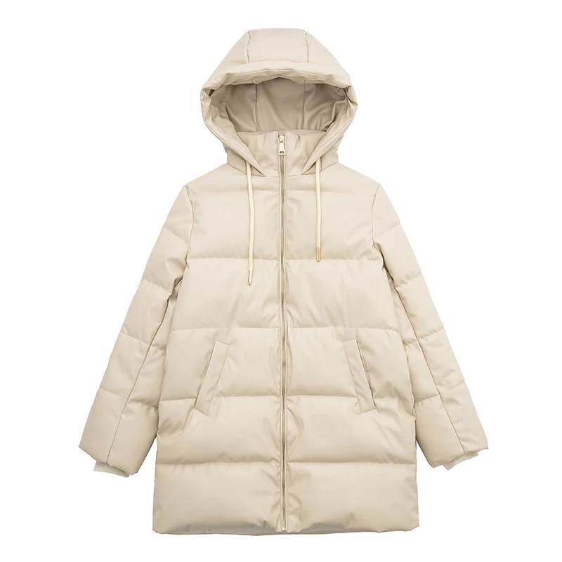 Herfst Winter Parka 'S 2023 Vrouwen Nieuwe Stevige Lange Mouw Rits Met Capuchon Zak Mode Elegante Casual Losse Dames Parka 'S