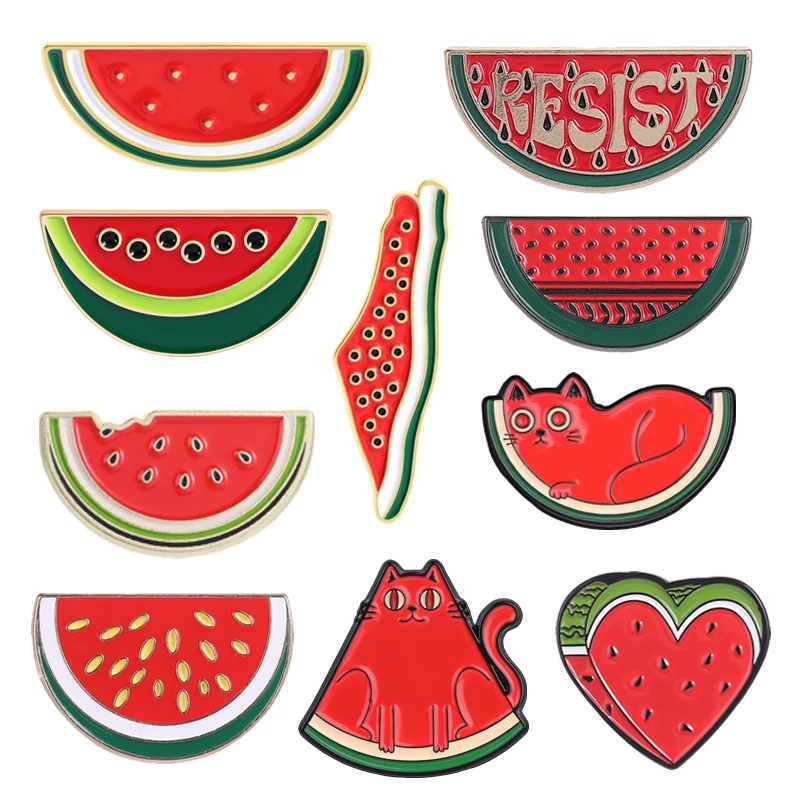 Fruits Watermelon Enamel Pins World Peace Freedom Resist Cultural Symbol Brooches Lapel Badges Clothes Jewelry Gift for Friends