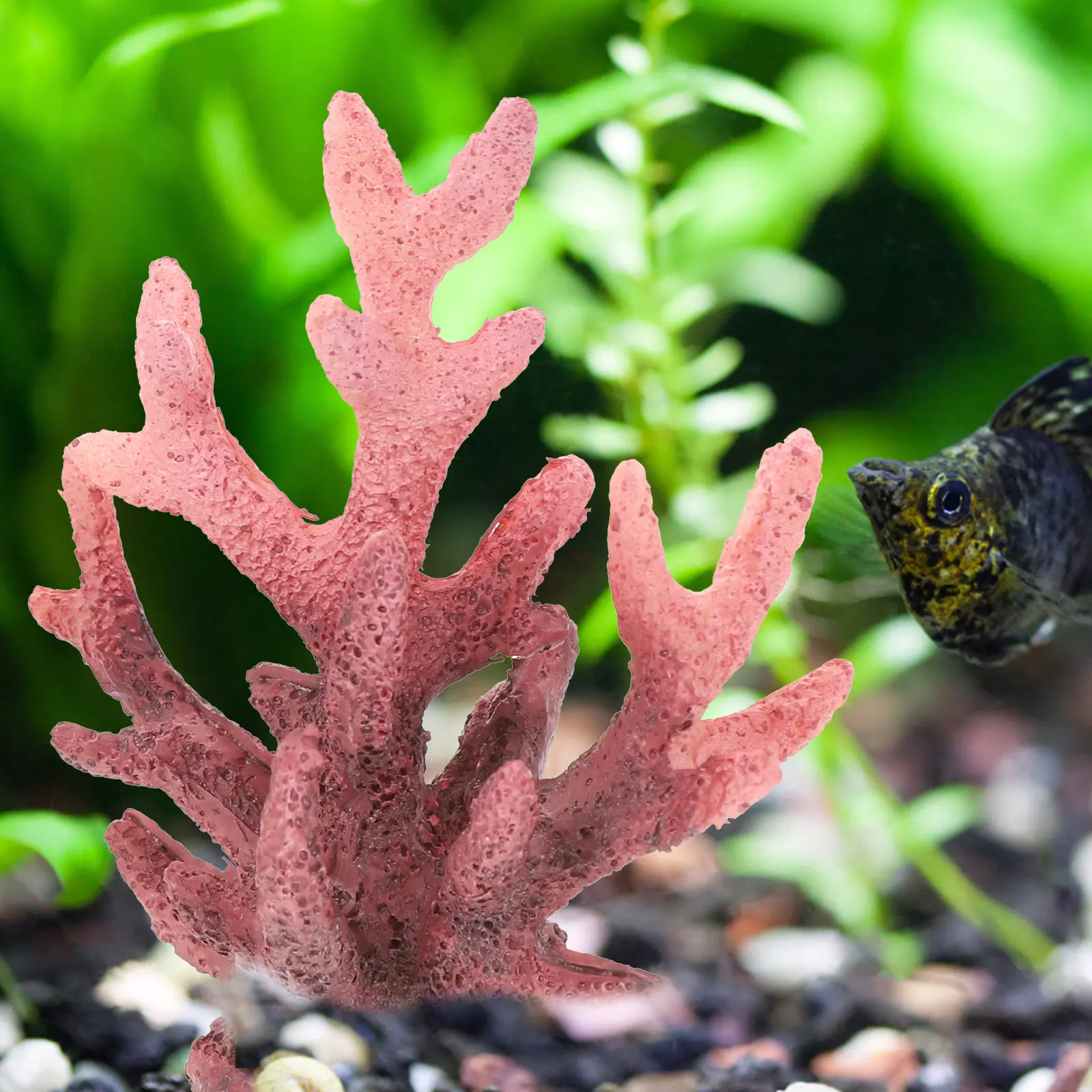 2pcs Realistic Resin Coral Aquarium Ornament for Fish Tank, Desktop, Living Room, Office, Car & Tabletop Decor